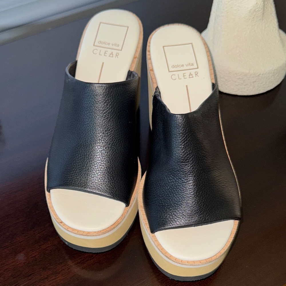 Dolce Vita Black Leather Mules